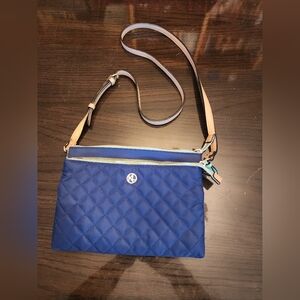 Kate Landry Blue Quilted Crossbody Bag
